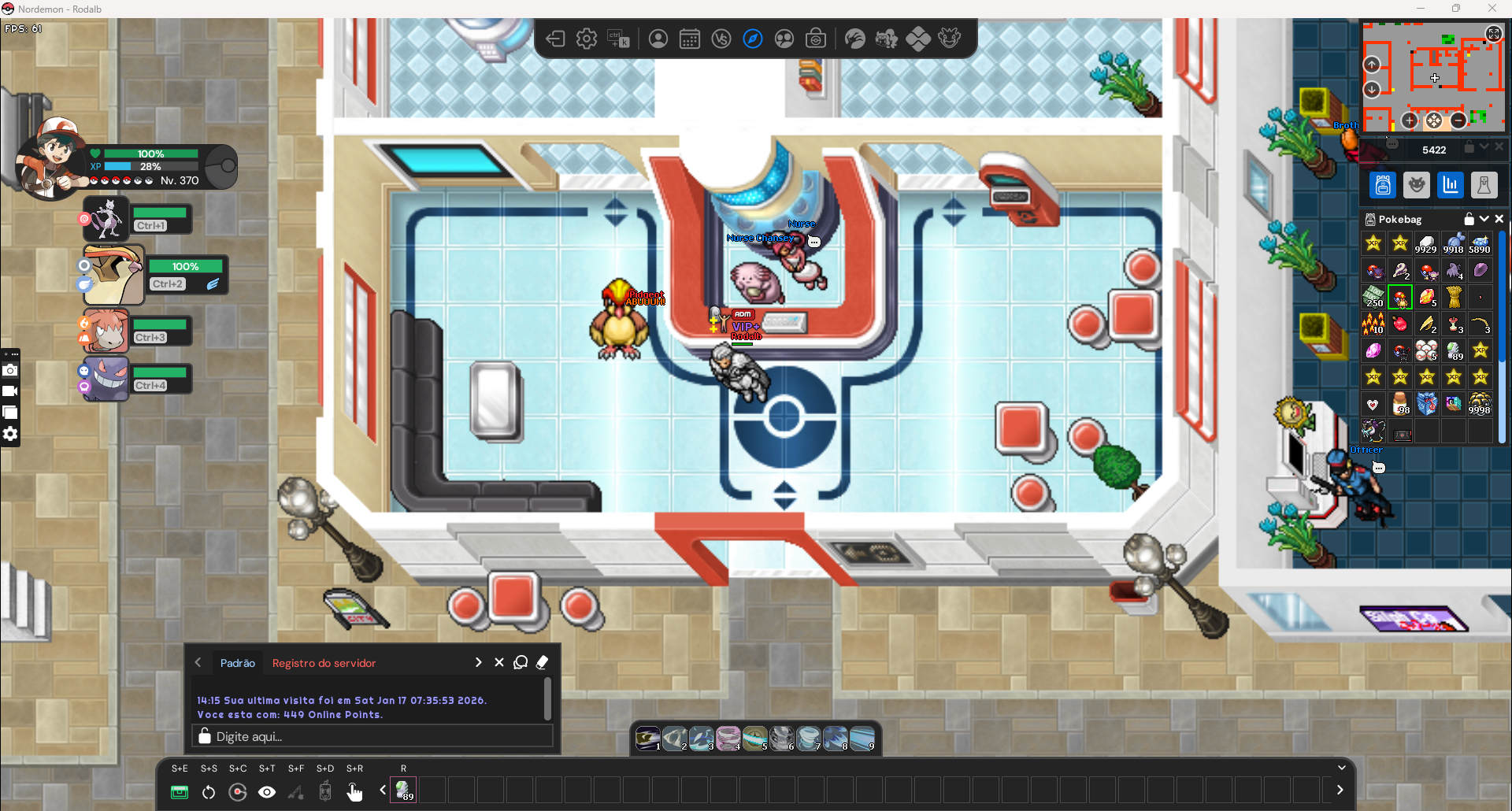 Gameplay do PokeOmniverse — Centro Pokémon